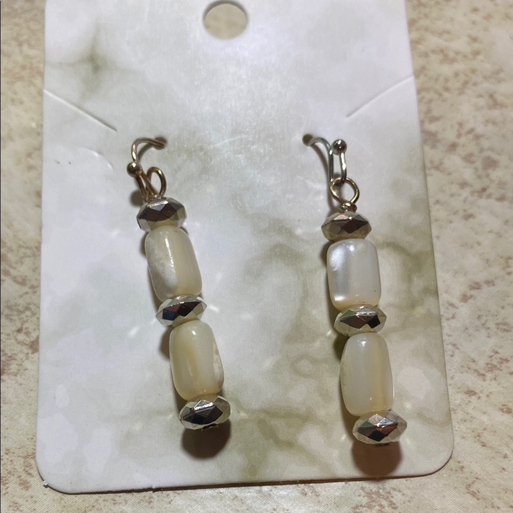 Hand Crafted Cream and Silver Earrings with Ethereal Elegance